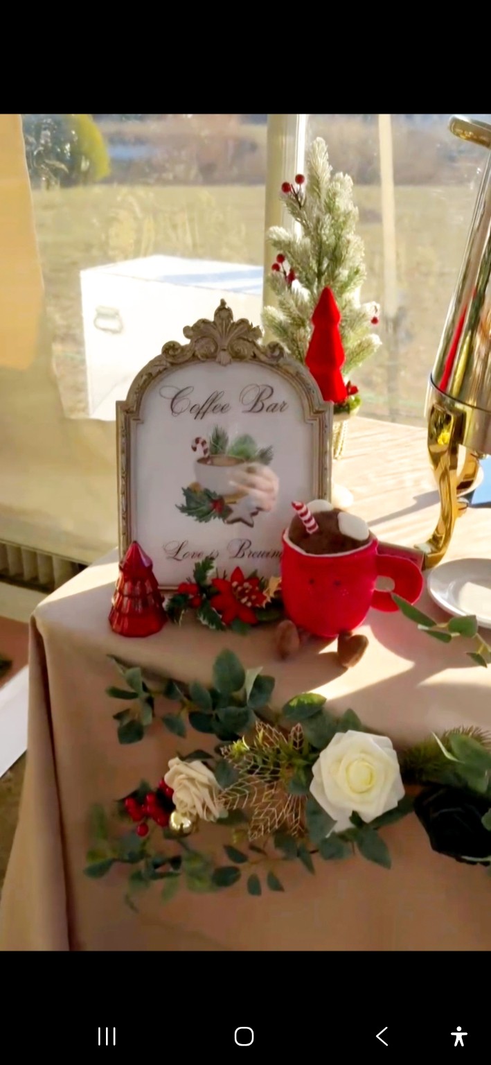 Love is Brewing Christmas wedding coffee bar
