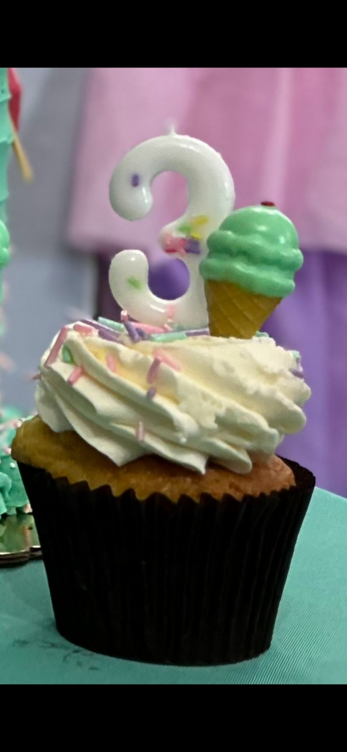 Third birthday ice cream cupcake