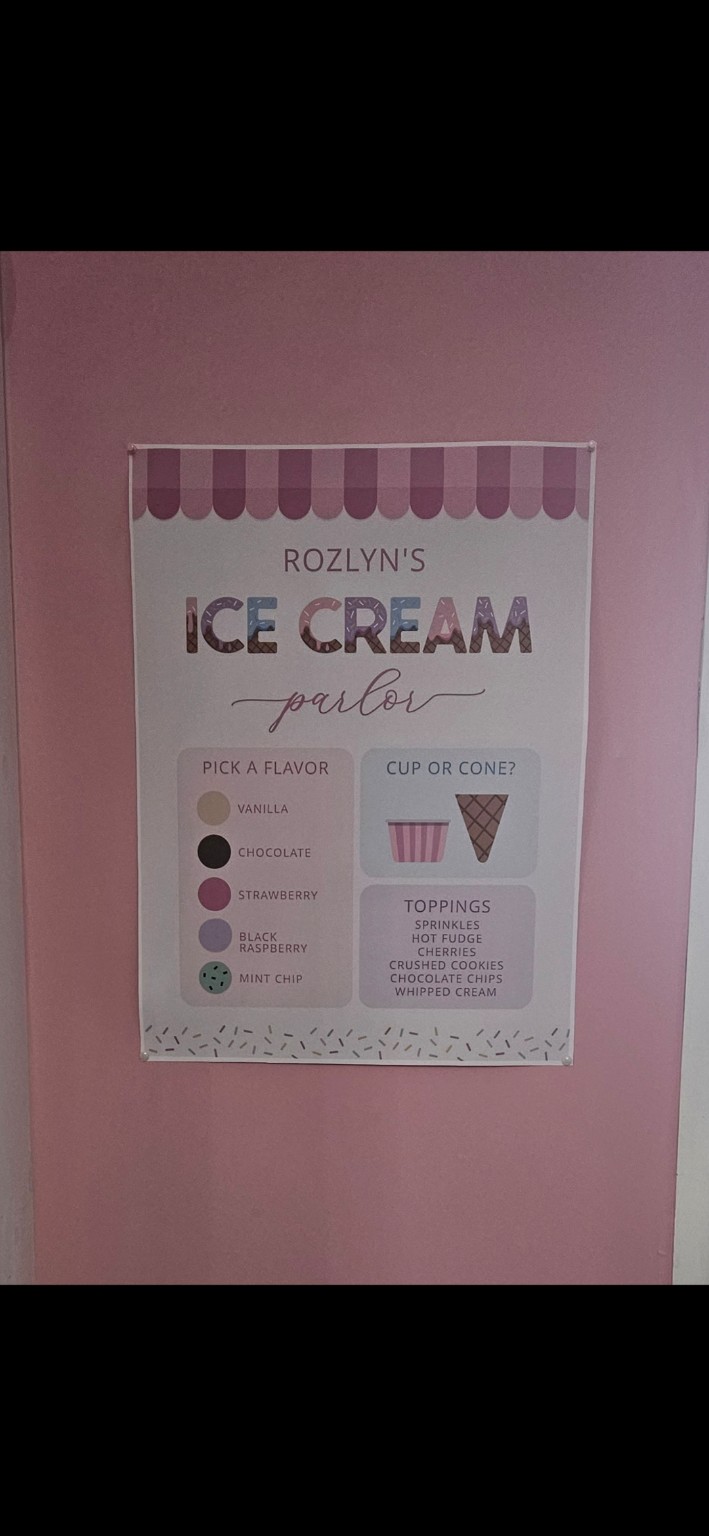 Rozlyn’s ice cream parlor menu