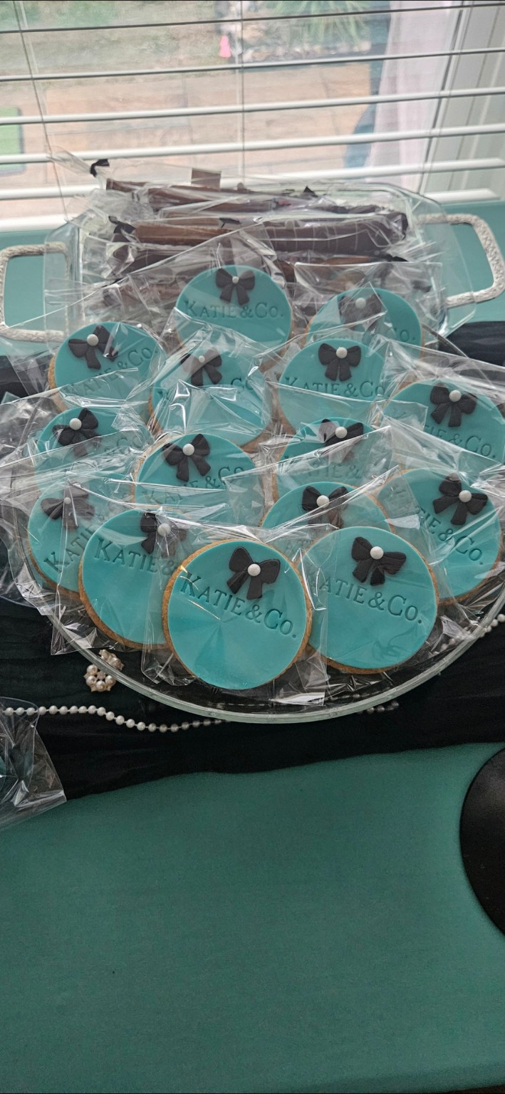 Katie & Co. turquoise cookie favors