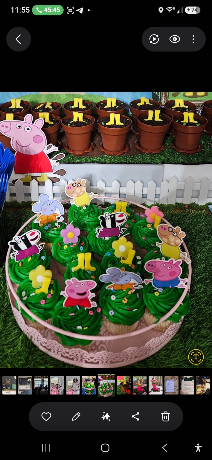 Peppa Pig cupcakes and muddy puddle treats